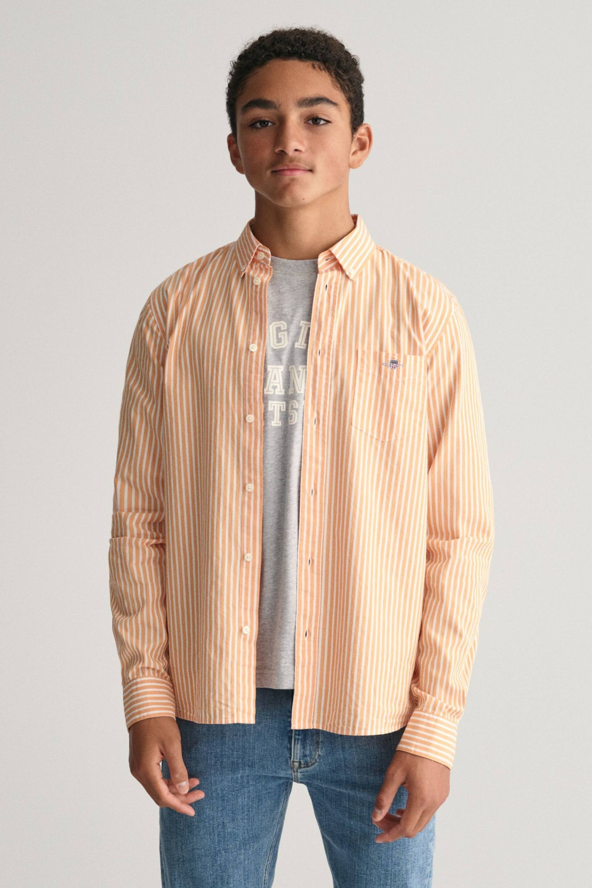 GANT Teens Shield Striped Poplin Shirt - Image 1 of 7