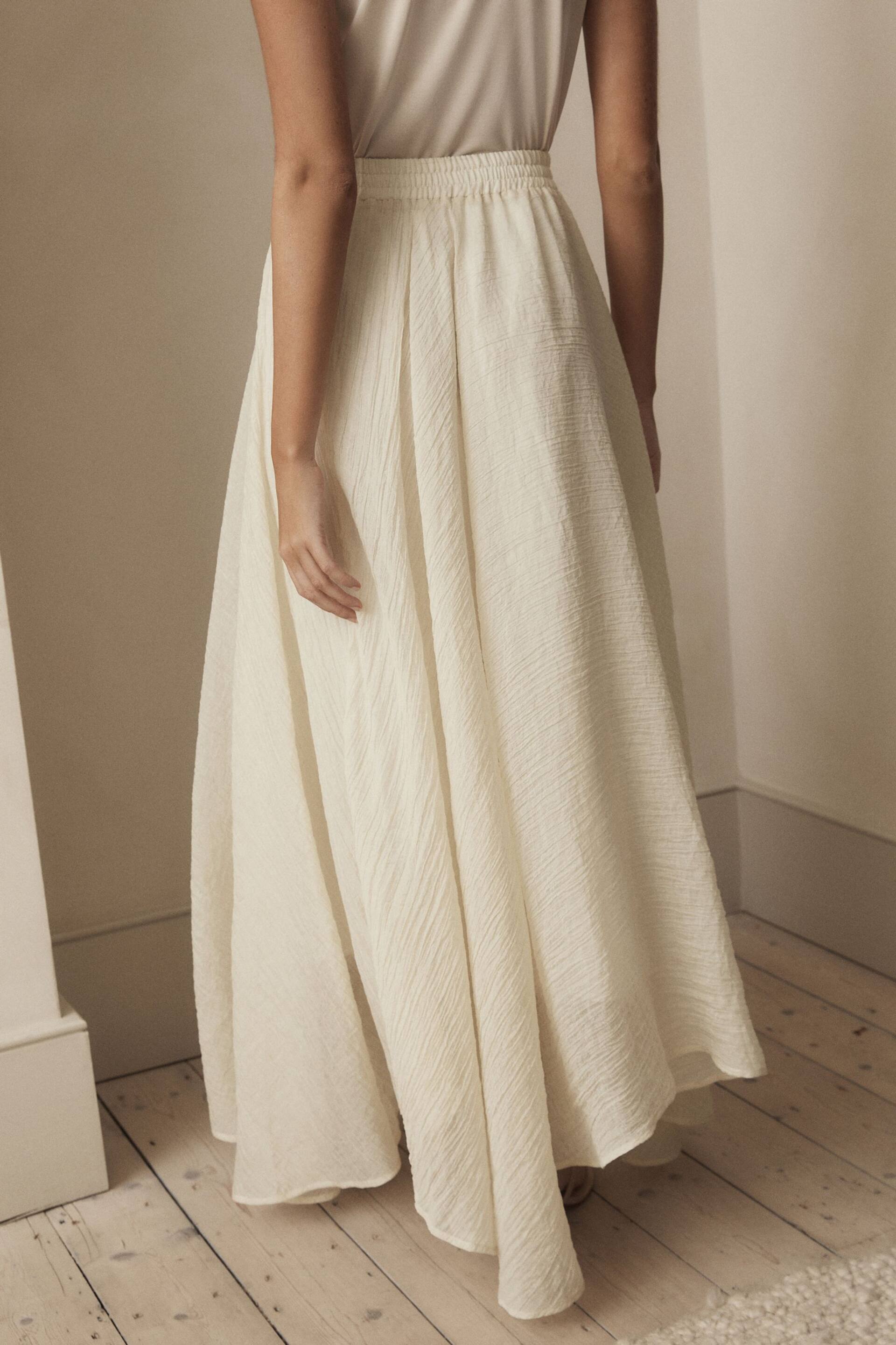 Ecru Premium Asymmetric Textured Skirt - Image 3 of 7