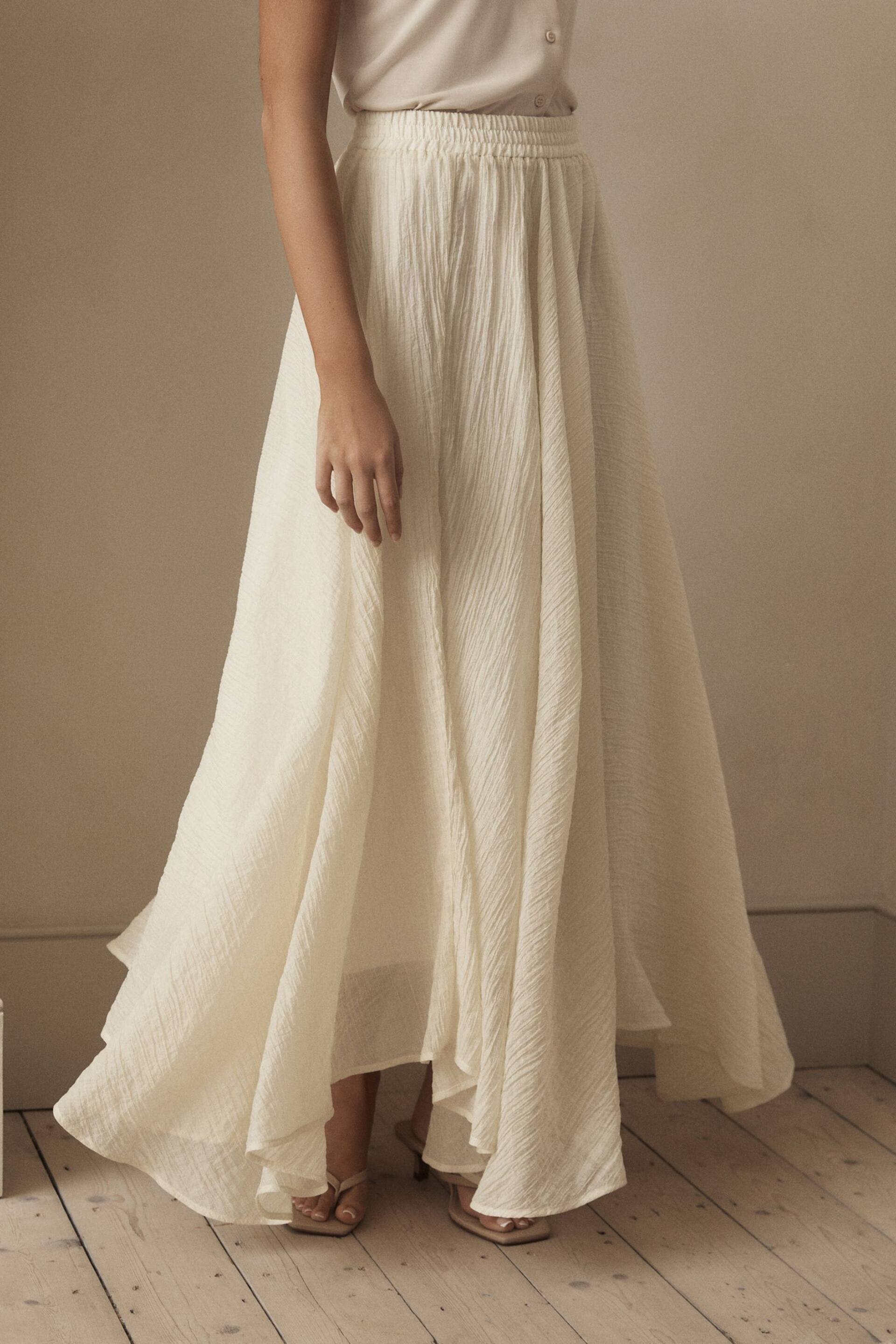 Ecru Premium Asymmetric Textured Skirt - Image 5 of 7
