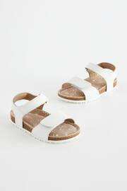 White Wide Fit (G) Leather Corkbed Sandals - Image 1 of 6