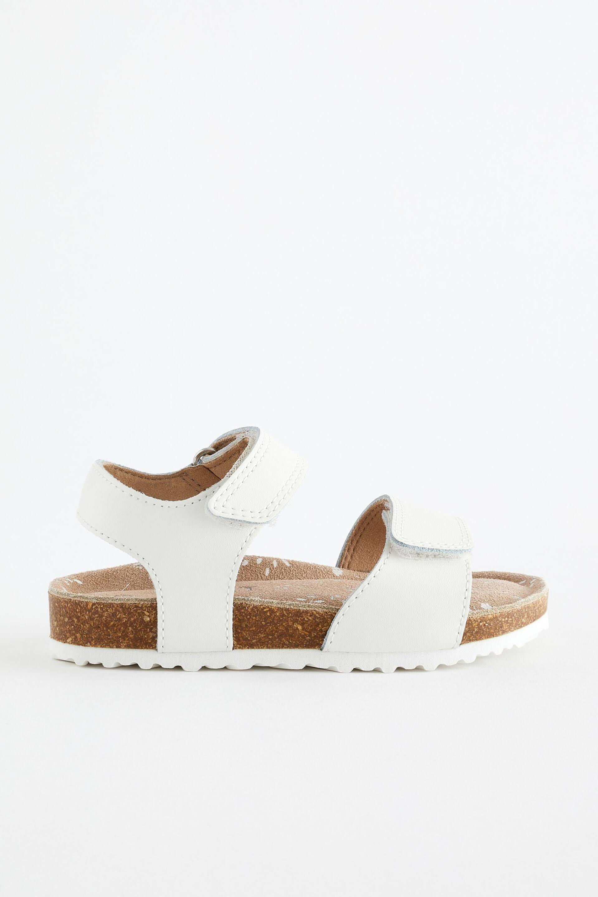 White Wide Fit (G) Leather Corkbed Sandals - Image 2 of 6