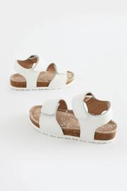 White Wide Fit (G) Leather Corkbed Sandals - Image 3 of 6