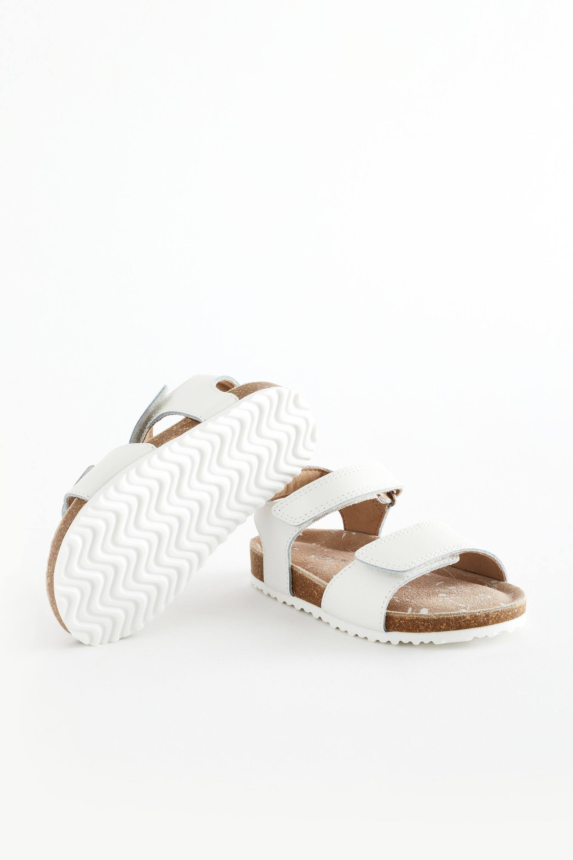 White Wide Fit (G) Leather Corkbed Sandals - Image 4 of 6