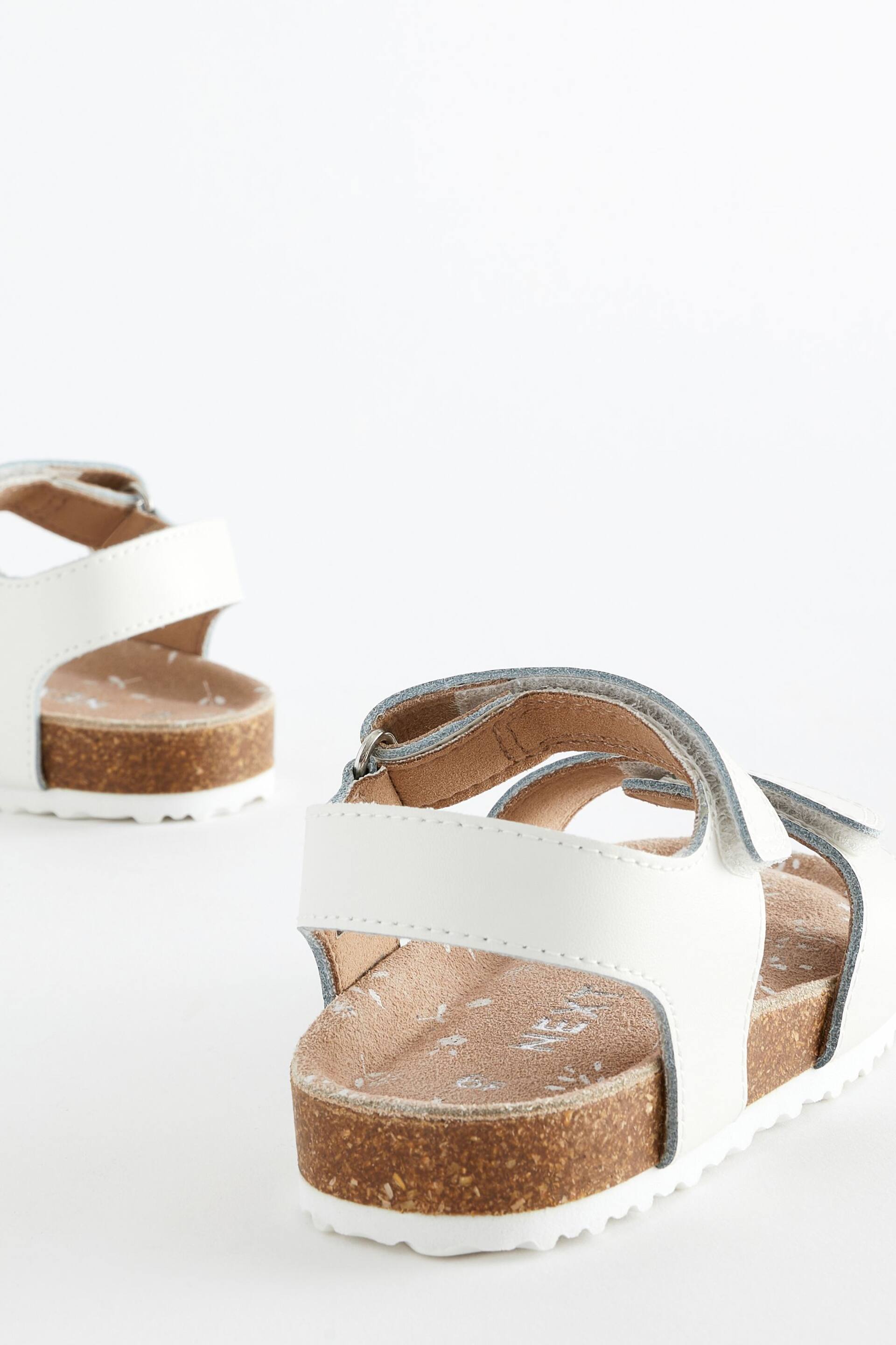 White Wide Fit (G) Leather Corkbed Sandals - Image 5 of 6