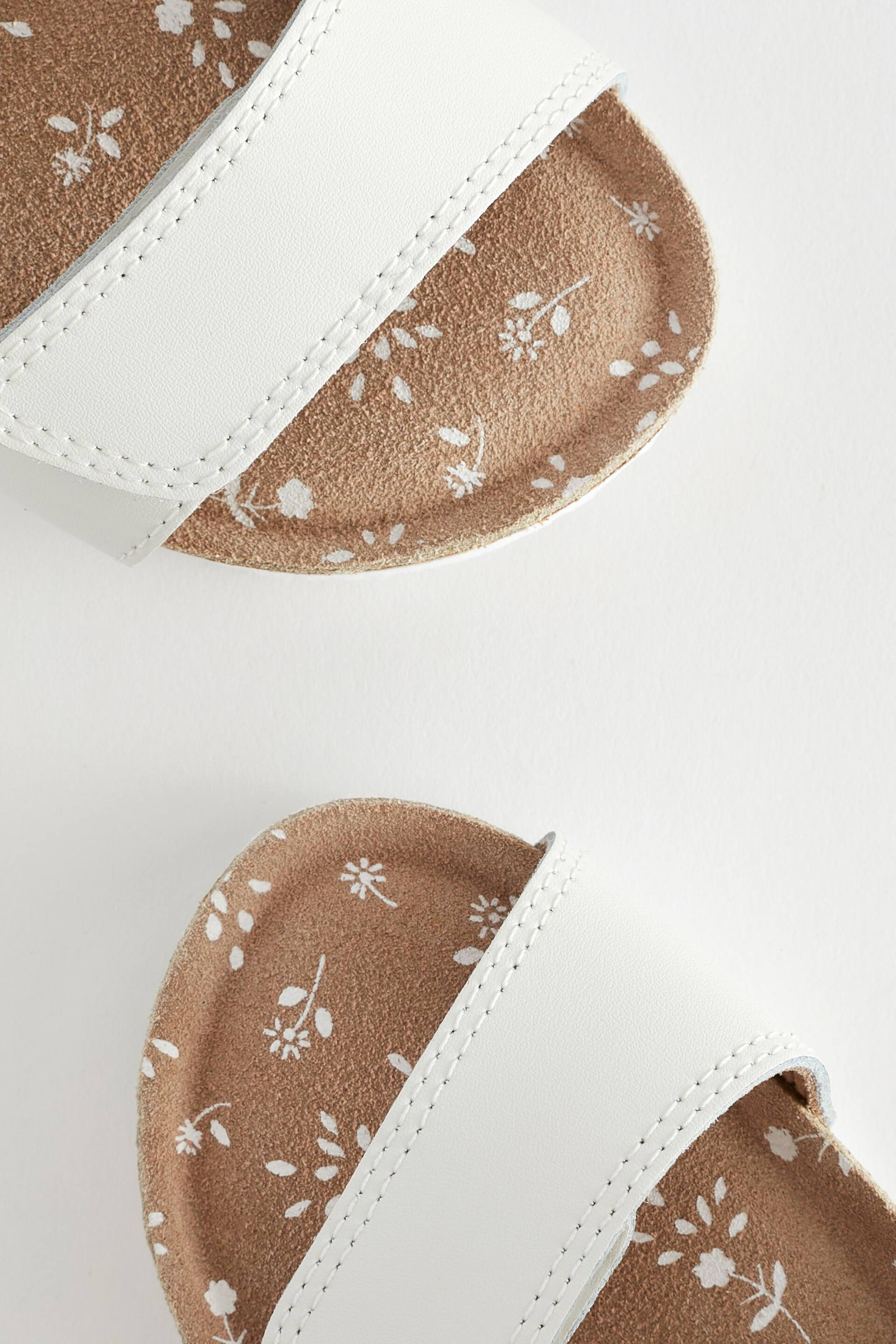 White Wide Fit (G) Leather Corkbed Sandals - Image 6 of 6