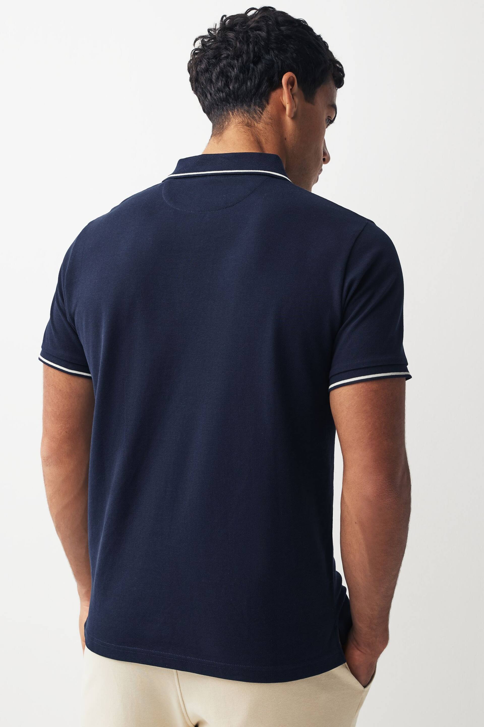 GANT Blue Tipped Piqué Polo Shirt - Image 2 of 4