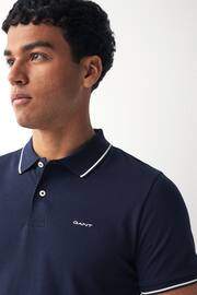 GANT Blue Tipped Piqué Polo Shirt - Image 3 of 4