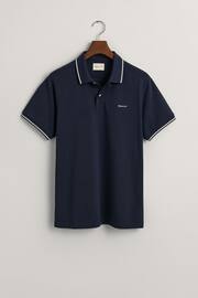 GANT Blue Tipped Piqué Polo Shirt - Image 4 of 4