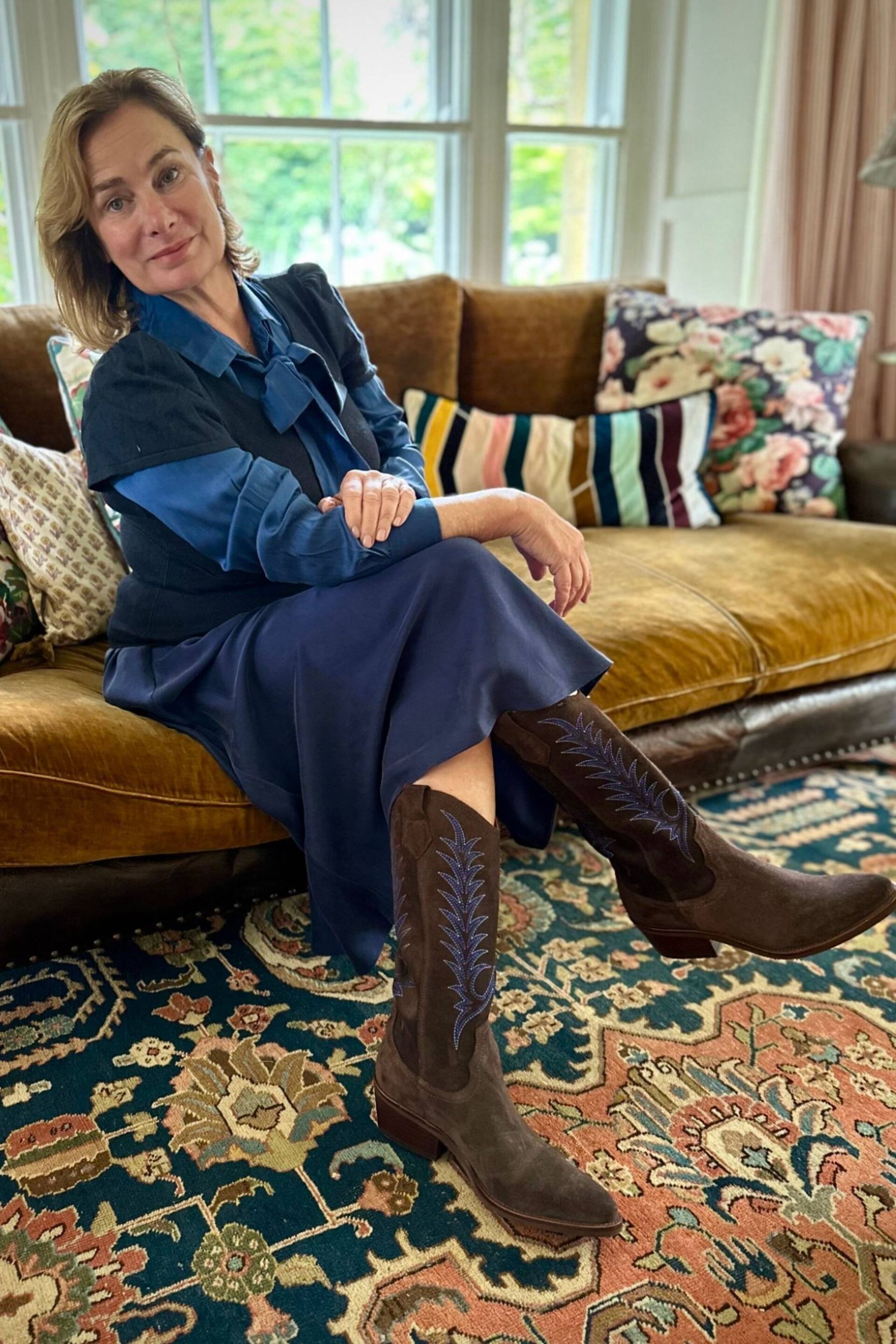 Penelope Chilvers Goldie Embroidered Cowboy Brown Boots - Image 7 of 7