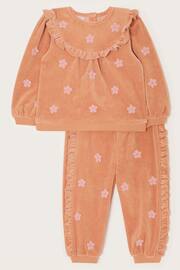 Monsoon Pink Baby Floral Velour Jumper and Joggers Set - Image 1 of 3