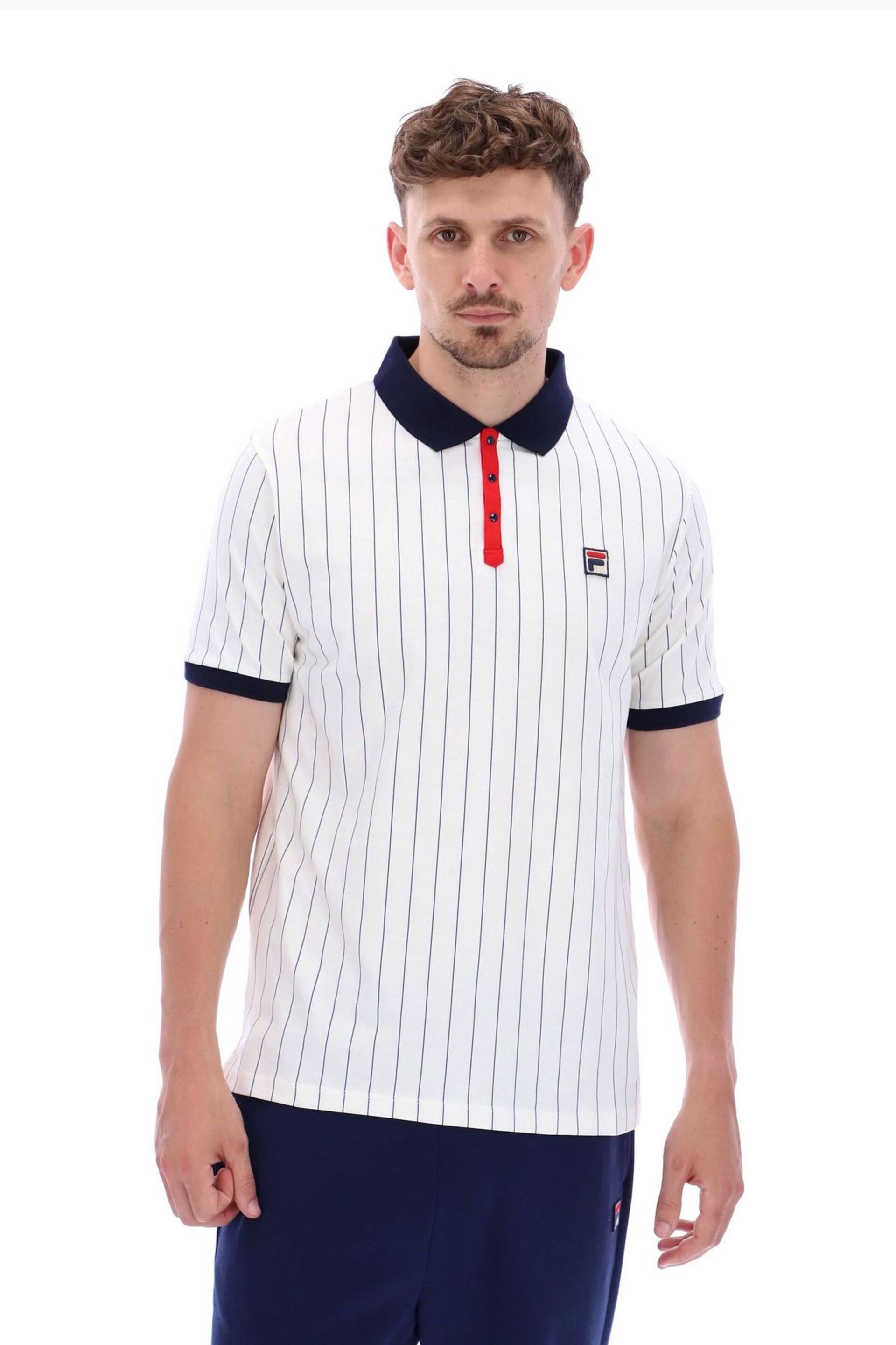 Fila White Bb1 Classic Vintage Striped Polo Shirt - Image 1 of 6