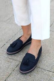 Linzi Blue Samson Slip-Ons Loafers With Tassle Trim - Image 1 of 4