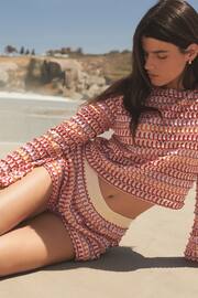 Pink/Orange Long Sleeve Crochet Top - Image 1 of 6