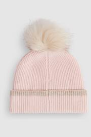 Reiss Pink Hattie Wool Ribbed Pom-Pom Hat - Image 3 of 3