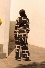 Brown Abstract Co-ord Wide Leg Beach Trousers - Image 2 of 7