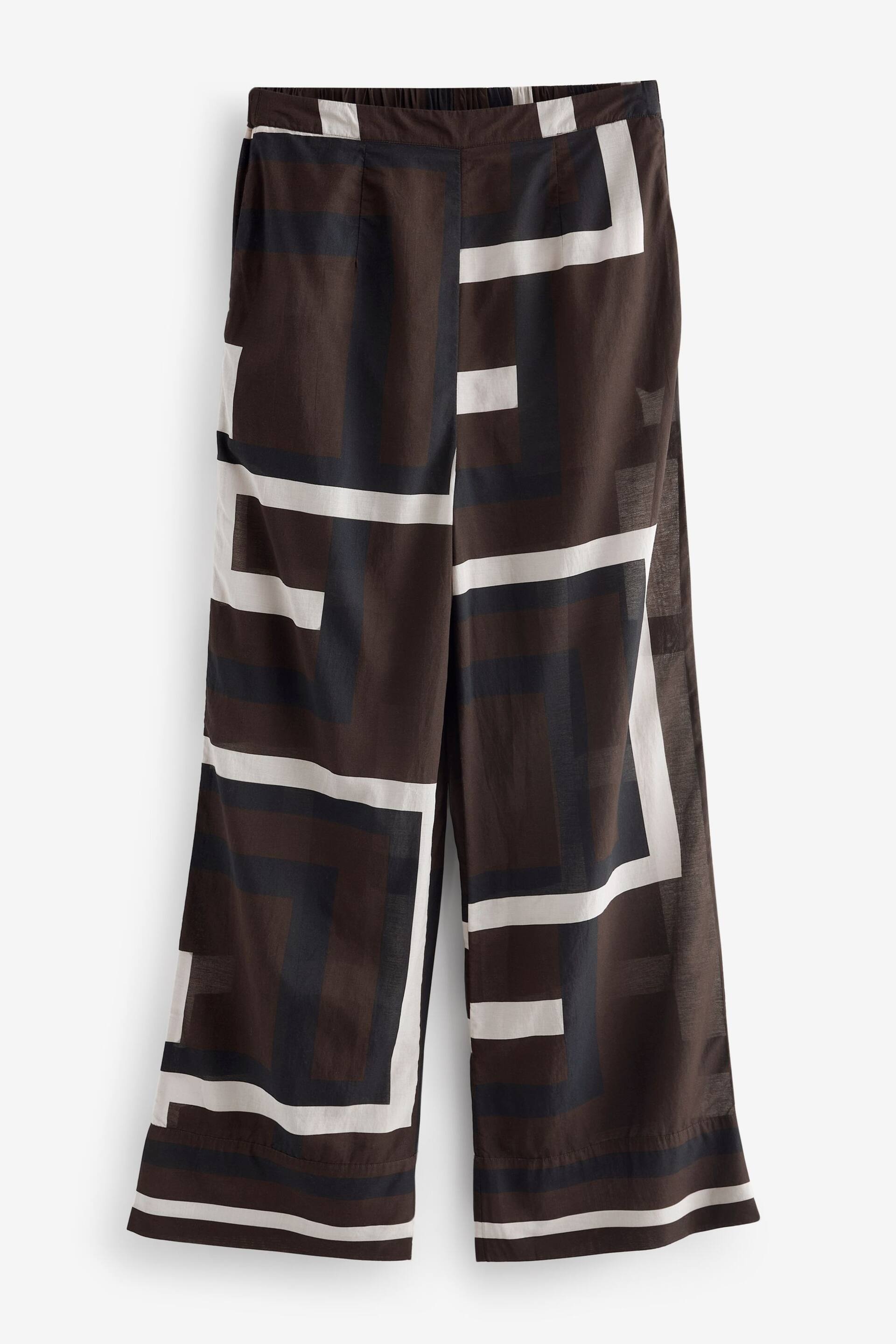 Brown Abstract Co-ord Wide Leg Beach Trousers - Image 6 of 7
