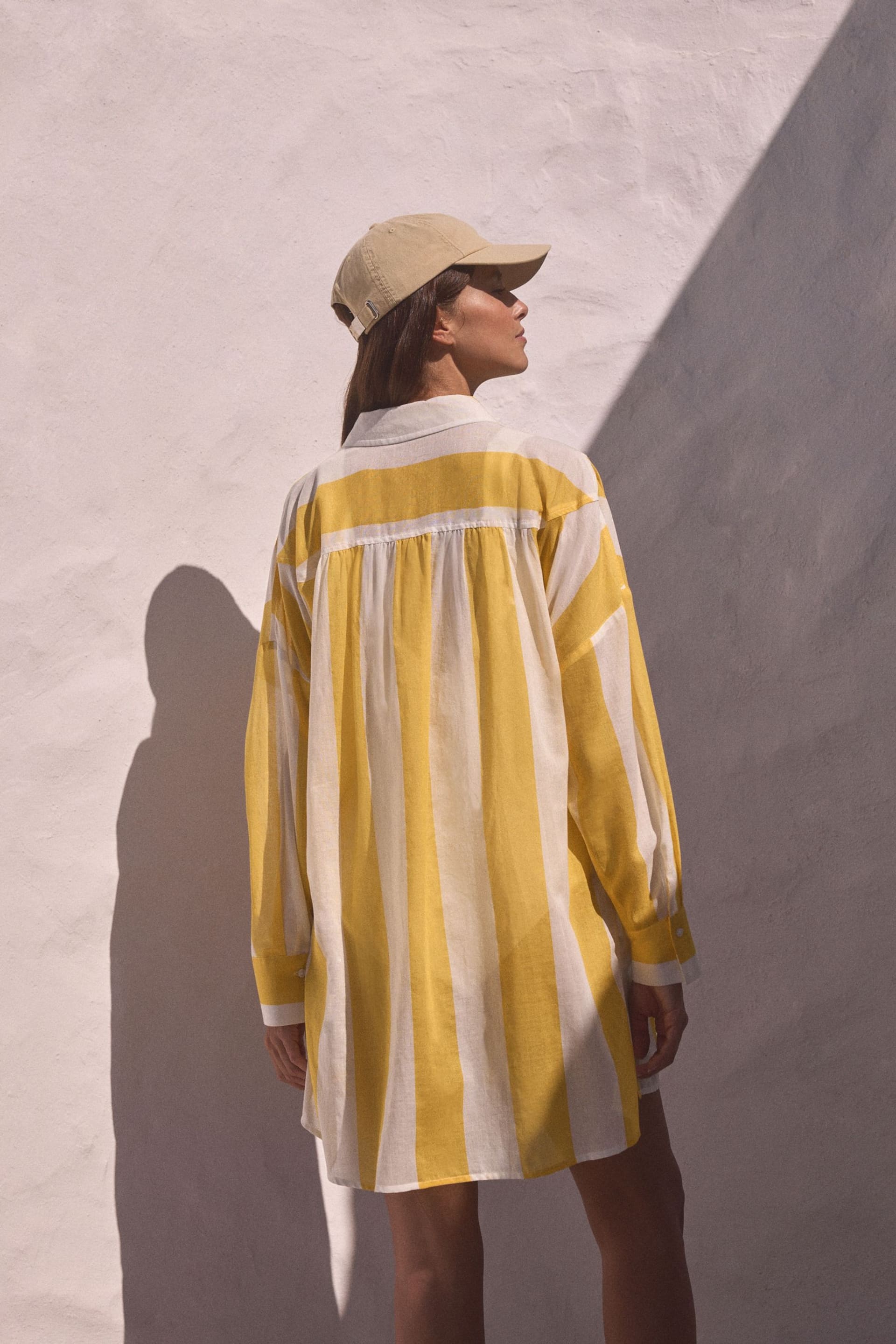 Yellow/White Stripe Beach Shirt Cover-Up - Image 3 of 3