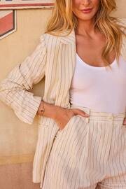 Friends Like These Cream Pinstripe Linen Tailored Short - Image 3 of 4
