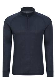 Mountain Warehouse Blue Mens Talus Zip Neck Thermal Top - Image 1 of 5