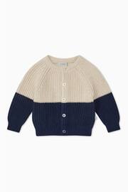 MORI Blue Organic Cotton Colourblock Knitted Cardigan - Image 2 of 4