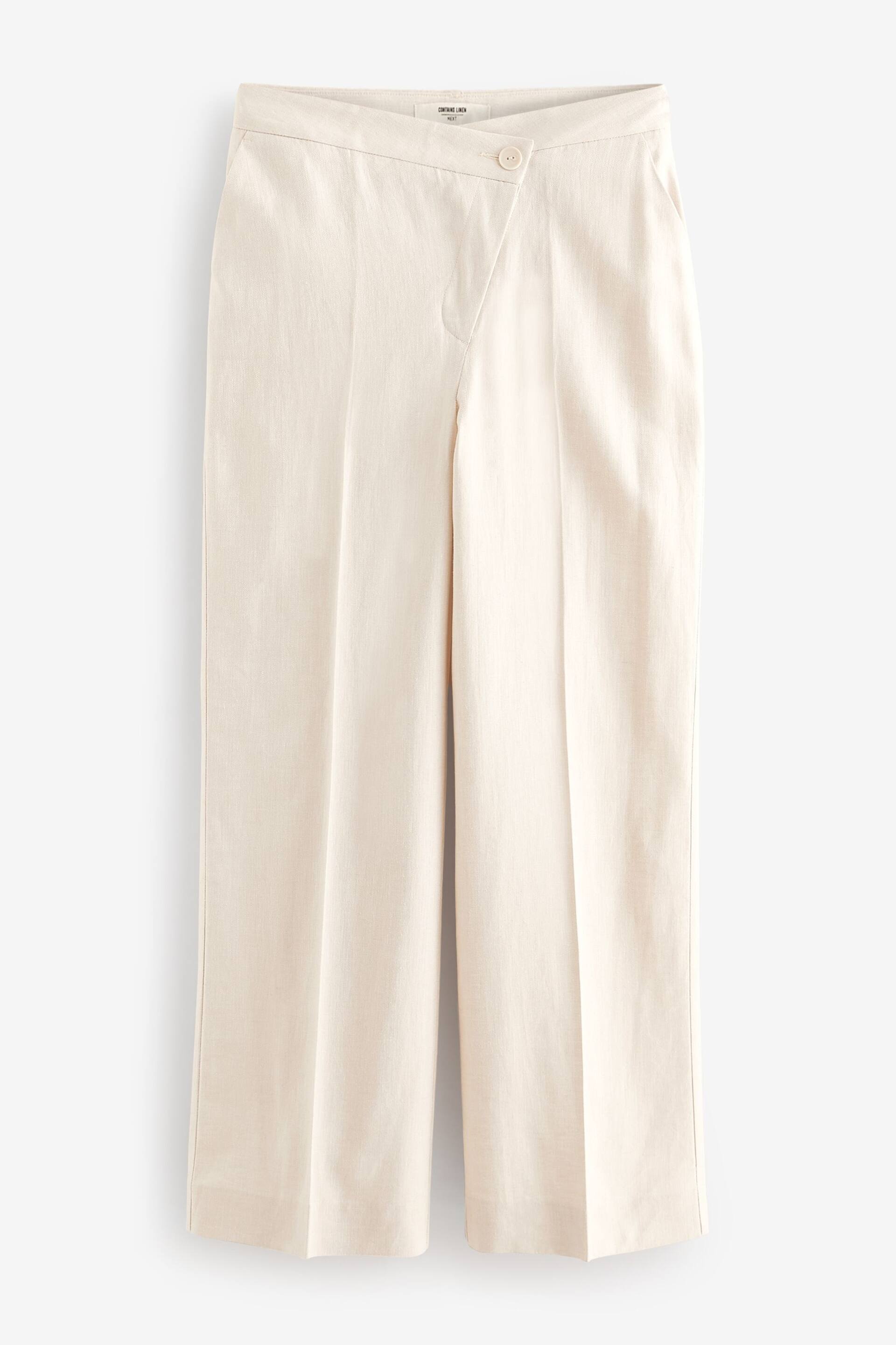 Neutral Asymetric Waistband Tailored Wide Leg Trousers - Image 5 of 6