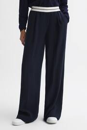 Reiss Navy Abigail Petite Wide Leg Elasticated Trousers - Image 3 of 7
