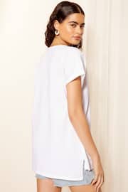 Friends Like These White Short Sleeve V Neck Cutwork Slubby T-Shirt - Image 4 of 4
