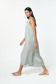 Silver Sleeveless Column V-Neck Midi Dress - Image 3 of 8