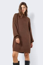 NOISY MAY Brown High Neck Knitted Jumper Dress - Image 3 of 5