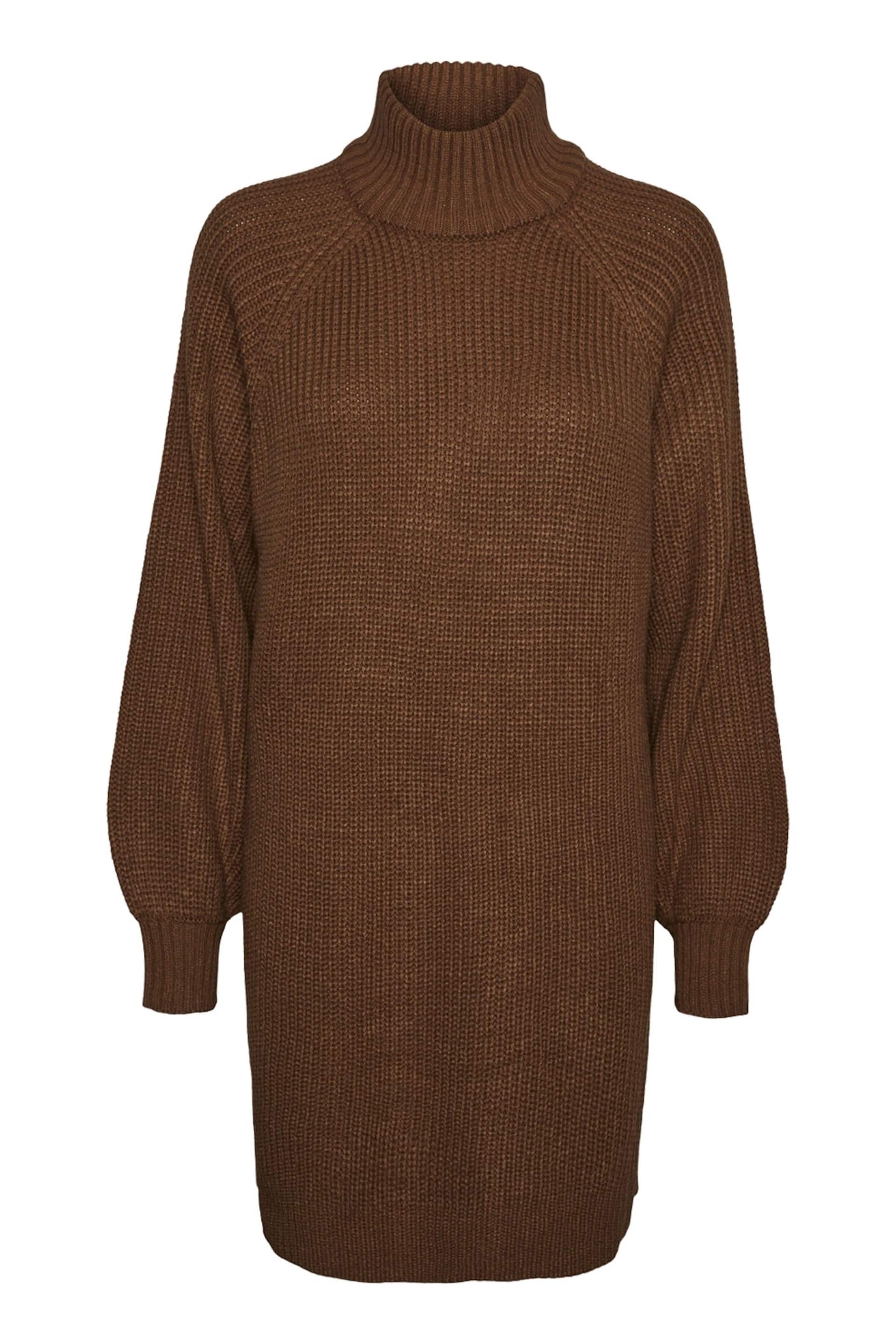 NOISY MAY Brown High Neck Knitted Jumper Dress - Image 5 of 5