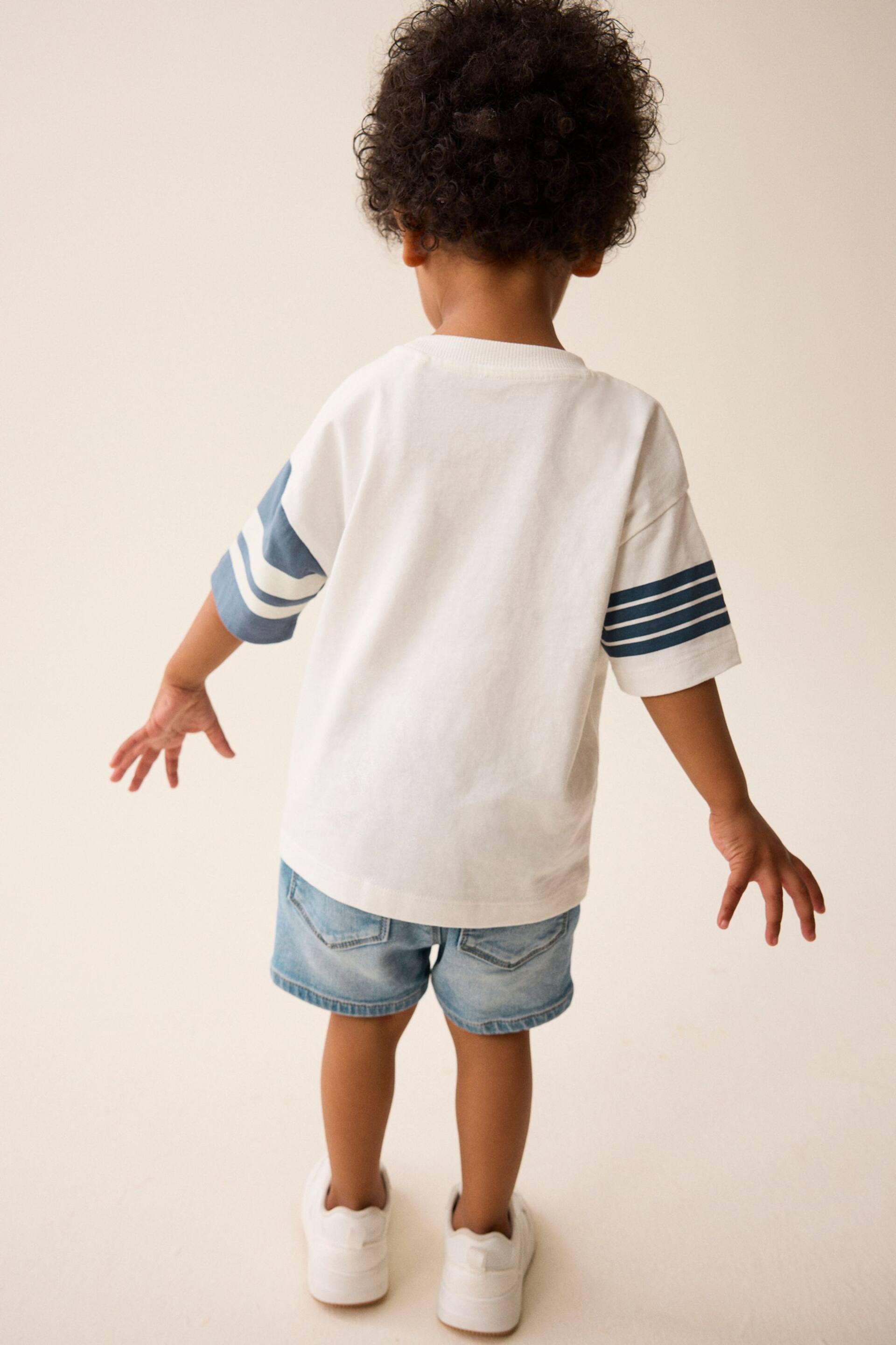 Blue/White Short Sleeve Varsity T-Shirt (3mths-7yrs) - Image 3 of 7