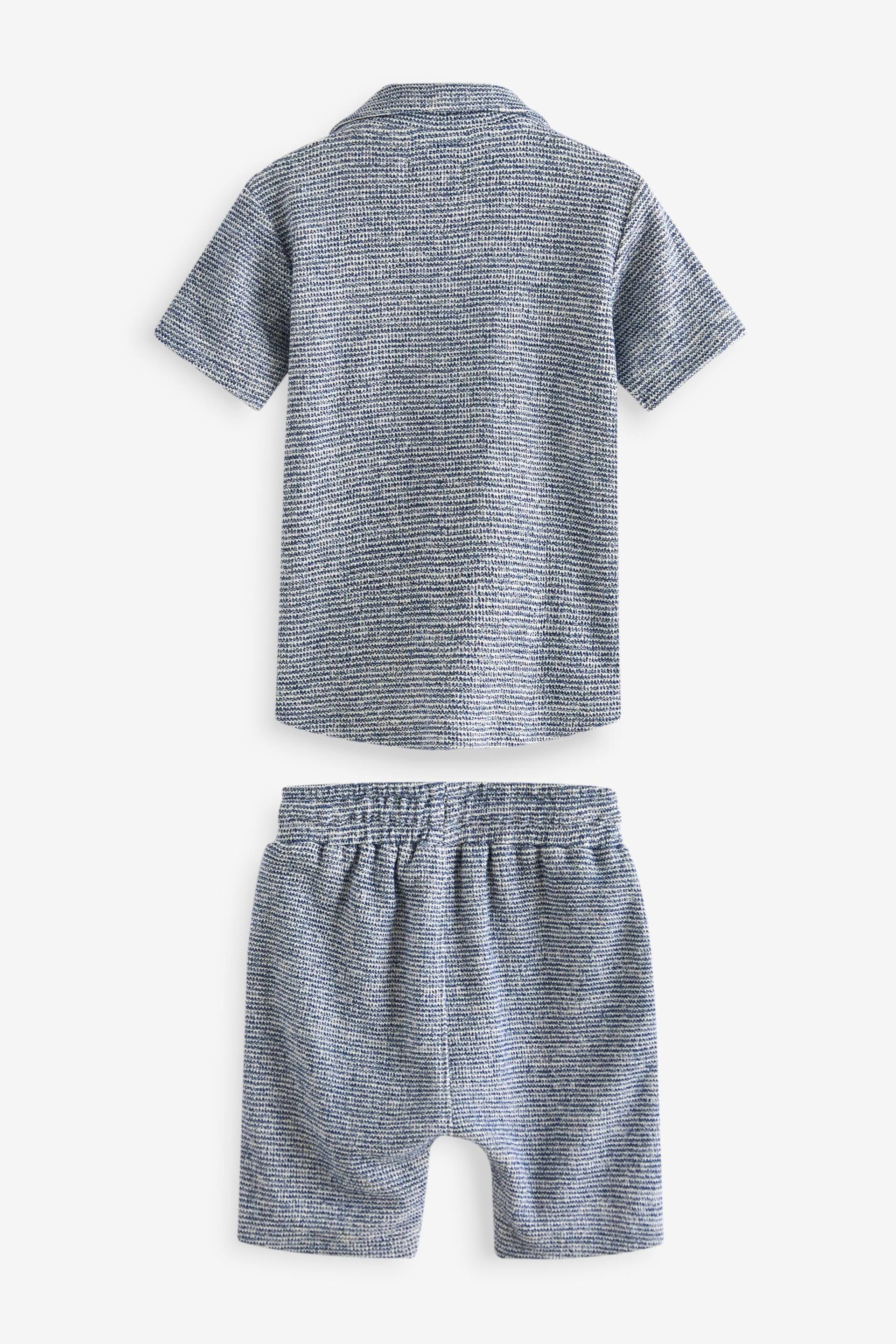 Blue/White Short Sleeve Pattern Shirt and Shorts Set (3mths-7yrs) - Image 5 of 6