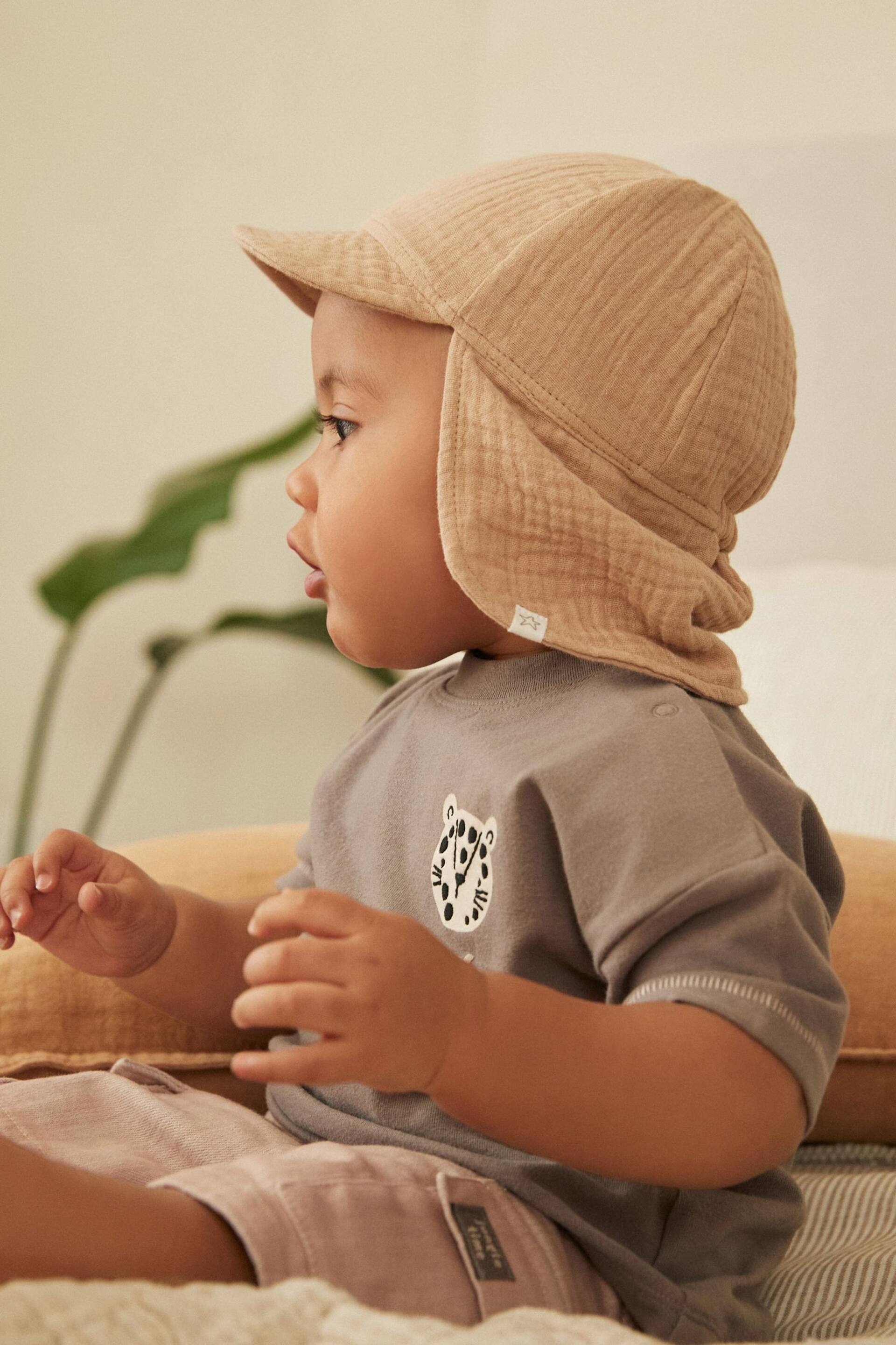 Tan Brown Crinkle Baby Legionaire Hat (0mths-2yrs) - Image 1 of 2