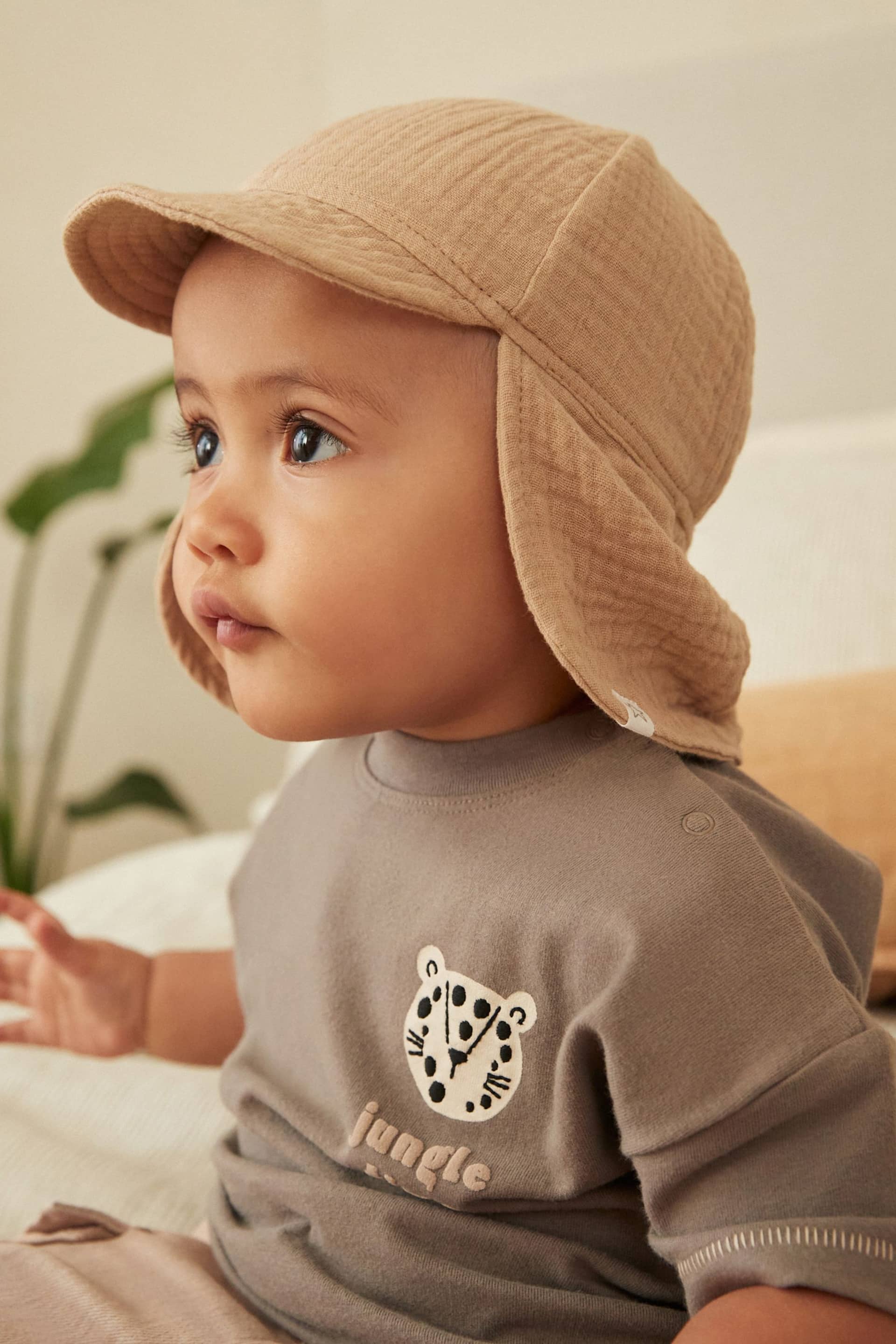 Tan Brown Crinkle Baby Legionaire Hat (0mths-2yrs) - Image 2 of 2