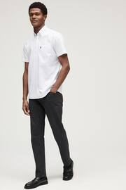 White Slim Fit Short Sleeve Easy Iron Button Down Oxford Shirt - Image 2 of 7