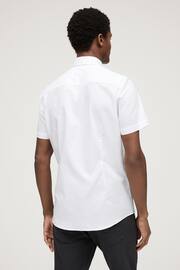 White Slim Fit Short Sleeve Easy Iron Button Down Oxford Shirt - Image 3 of 7
