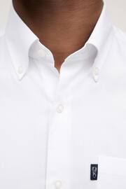 White Slim Fit Short Sleeve Easy Iron Button Down Oxford Shirt - Image 4 of 7