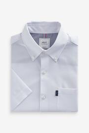White Slim Fit Short Sleeve Easy Iron Button Down Oxford Shirt - Image 5 of 7