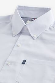 White Slim Fit Short Sleeve Easy Iron Button Down Oxford Shirt - Image 6 of 7