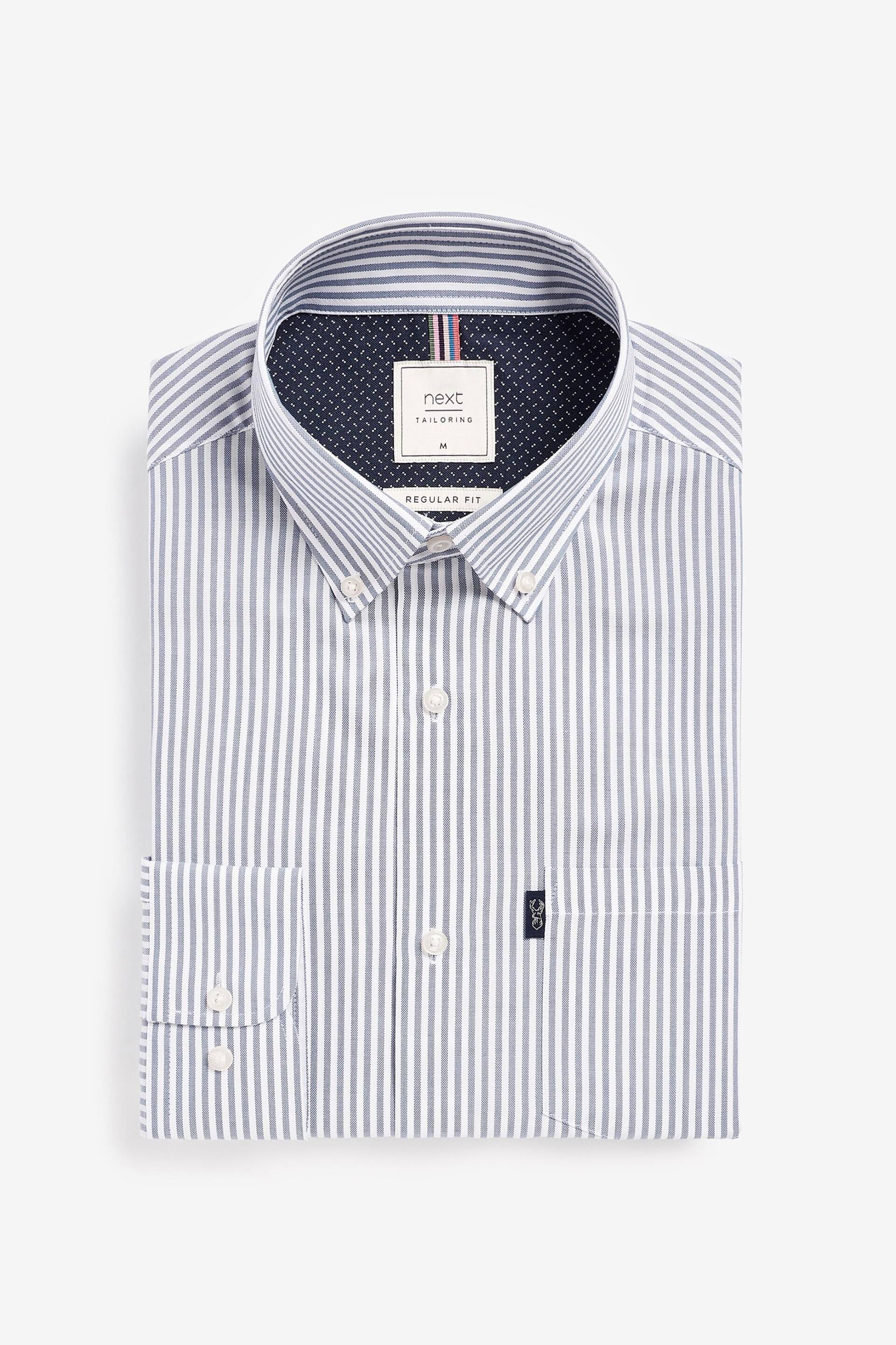 White/Blue Stripe Regular Fit Easy Iron Button Down Oxford Shirt - Image 6 of 9