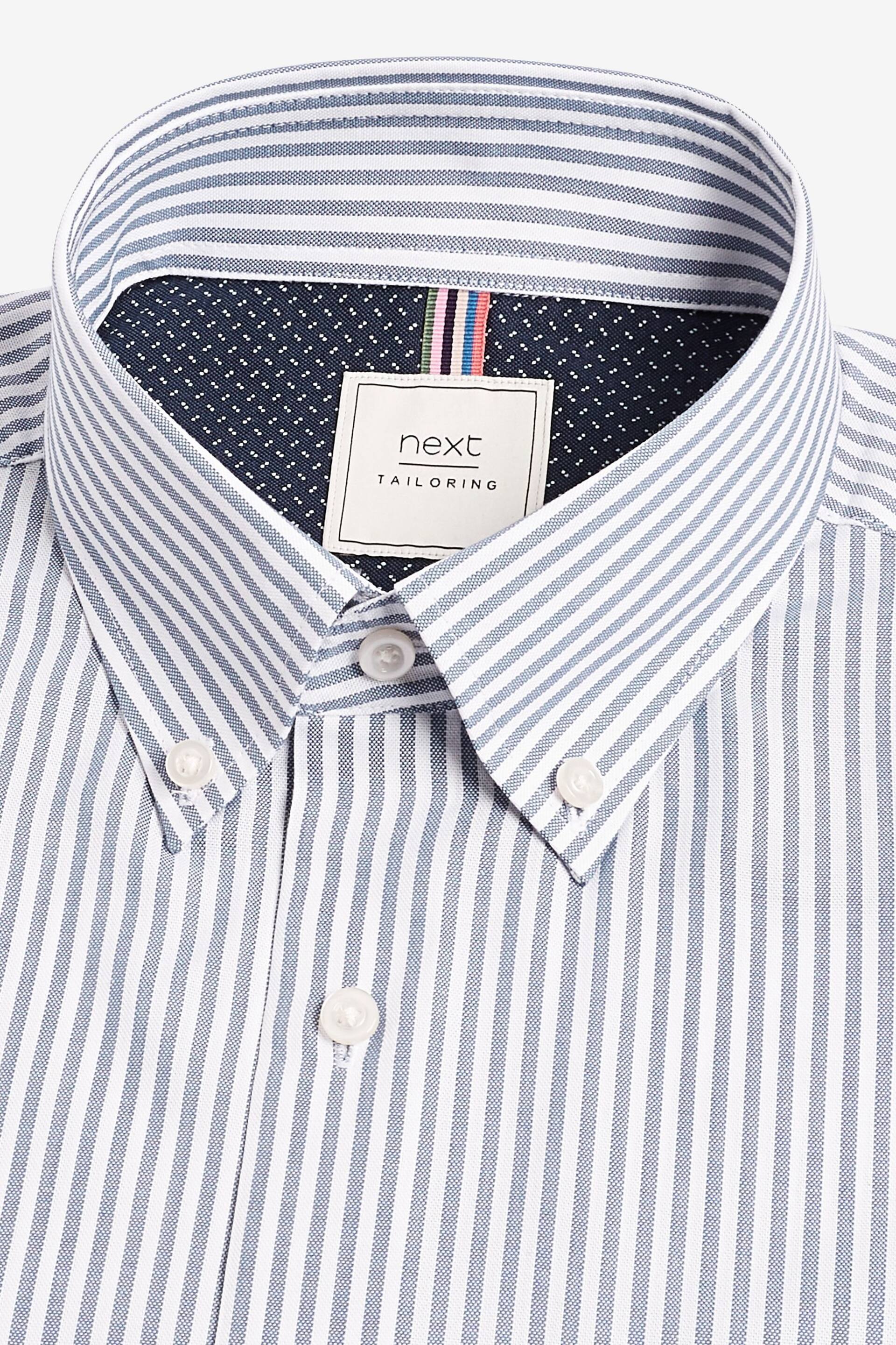 White/Blue Stripe Regular Fit Easy Iron Button Down Oxford Shirt - Image 7 of 9