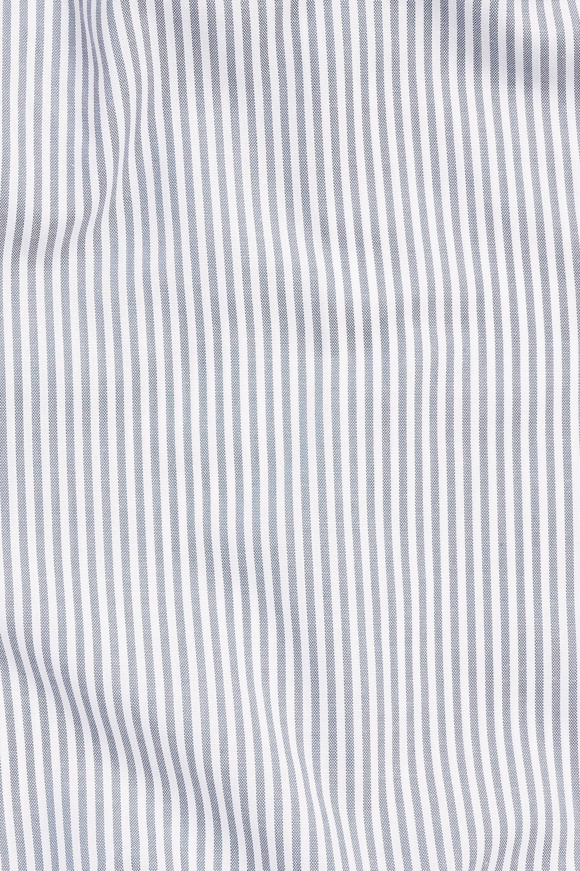 White/Blue Stripe Regular Fit Easy Iron Button Down Oxford Shirt - Image 8 of 9