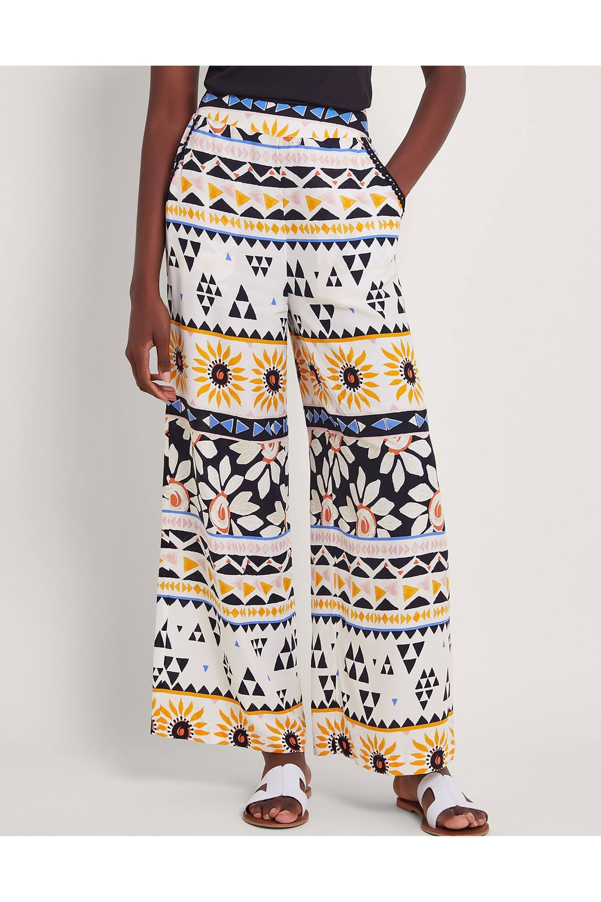 Monsoon Natural Corey Print Trousers - Image 2 of 4