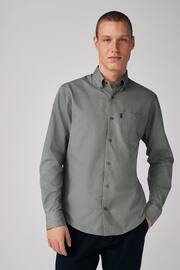 Grey Marl Regular Fit Easy Iron Button Down Oxford Shirt - Image 1 of 6