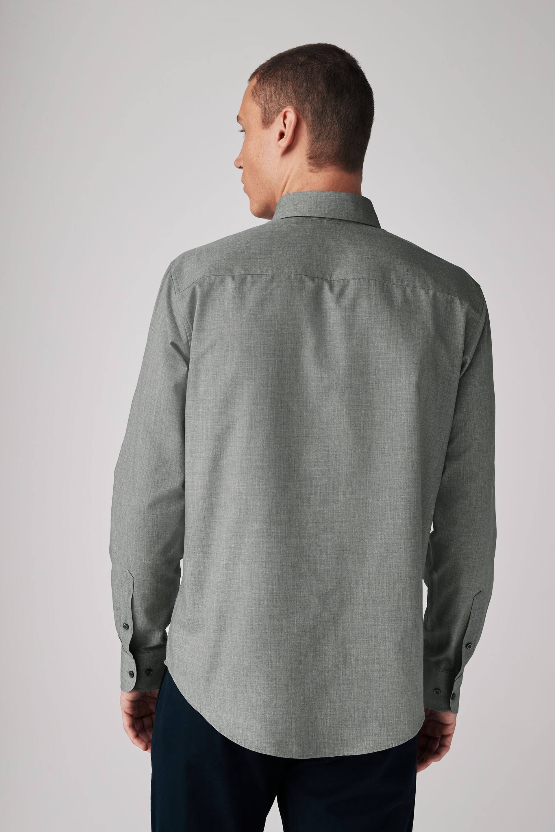 Grey Marl Regular Fit Easy Iron Button Down Oxford Shirt - Image 3 of 6