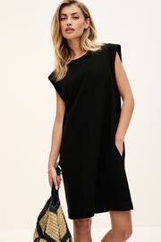 Black Relaxed Fit Jersey Short Sleeve Dress - Image 1 of 6