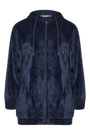Yours Curve Blue Hooded Zip Through Robe - Image 6 of 6