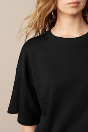 Black 100% Cotton Heavyweight Relaxed Fit Crew Neck T-Shirt - Image 5 of 7