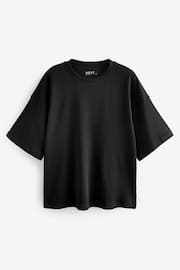 Black 100% Cotton Heavyweight Relaxed Fit Crew Neck T-Shirt - Image 6 of 7