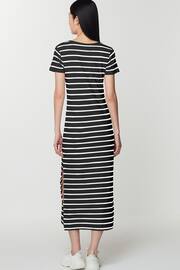 Black/White Ribbed T-Shirt Style Column Maxi Dress With Slit Detail - Image 3 of 7